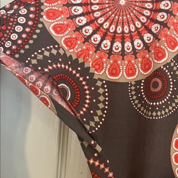 Robbie Bee and Brown/Gray and Orange Floral Side Tie Dress Small - Picture 5 of 6